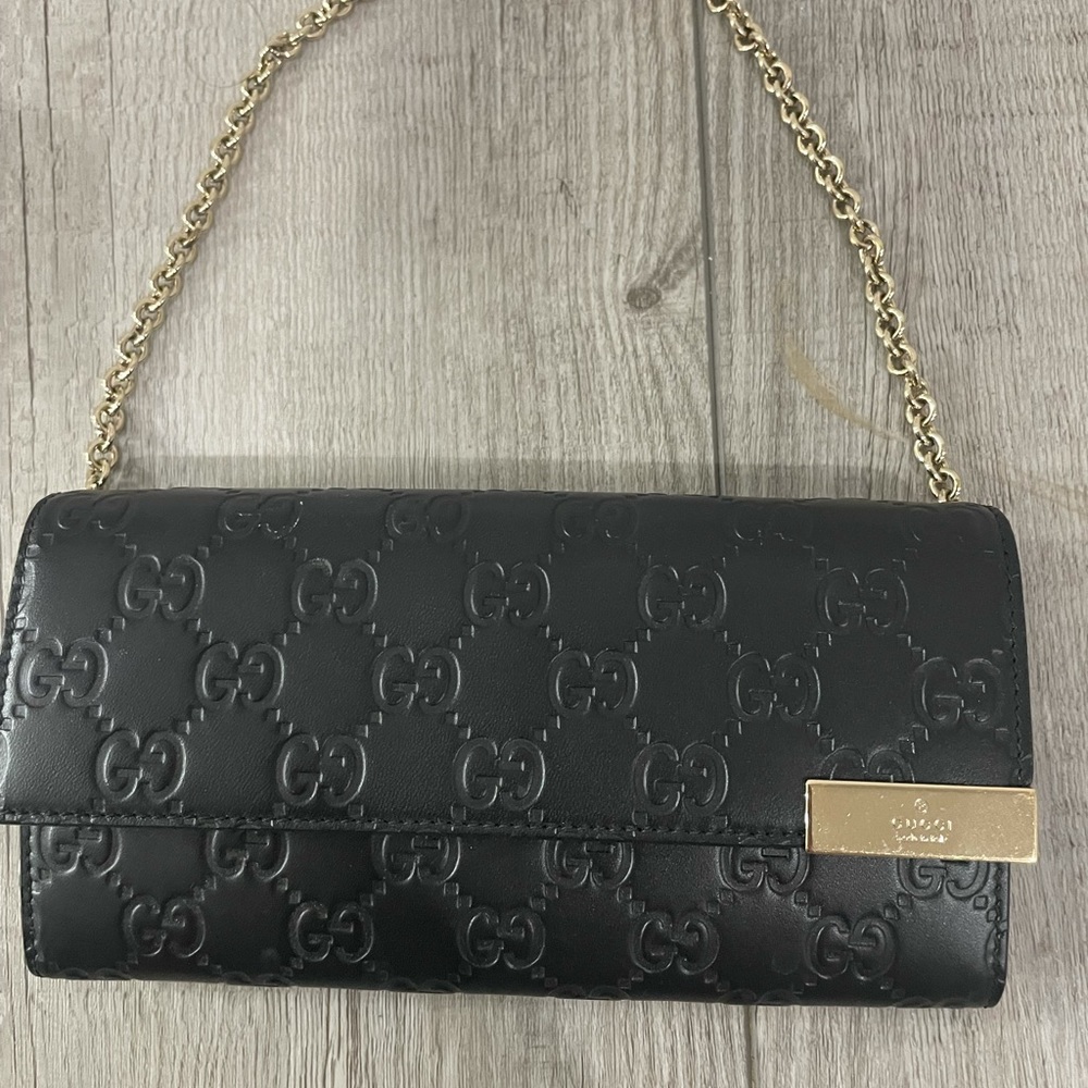 Gucci Guccissima Black Leather Clutch